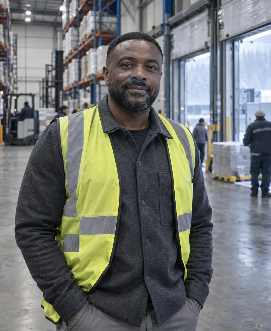 Daniel Okafor, founder of Coldstream Freight, in one of the company's distribution depots.